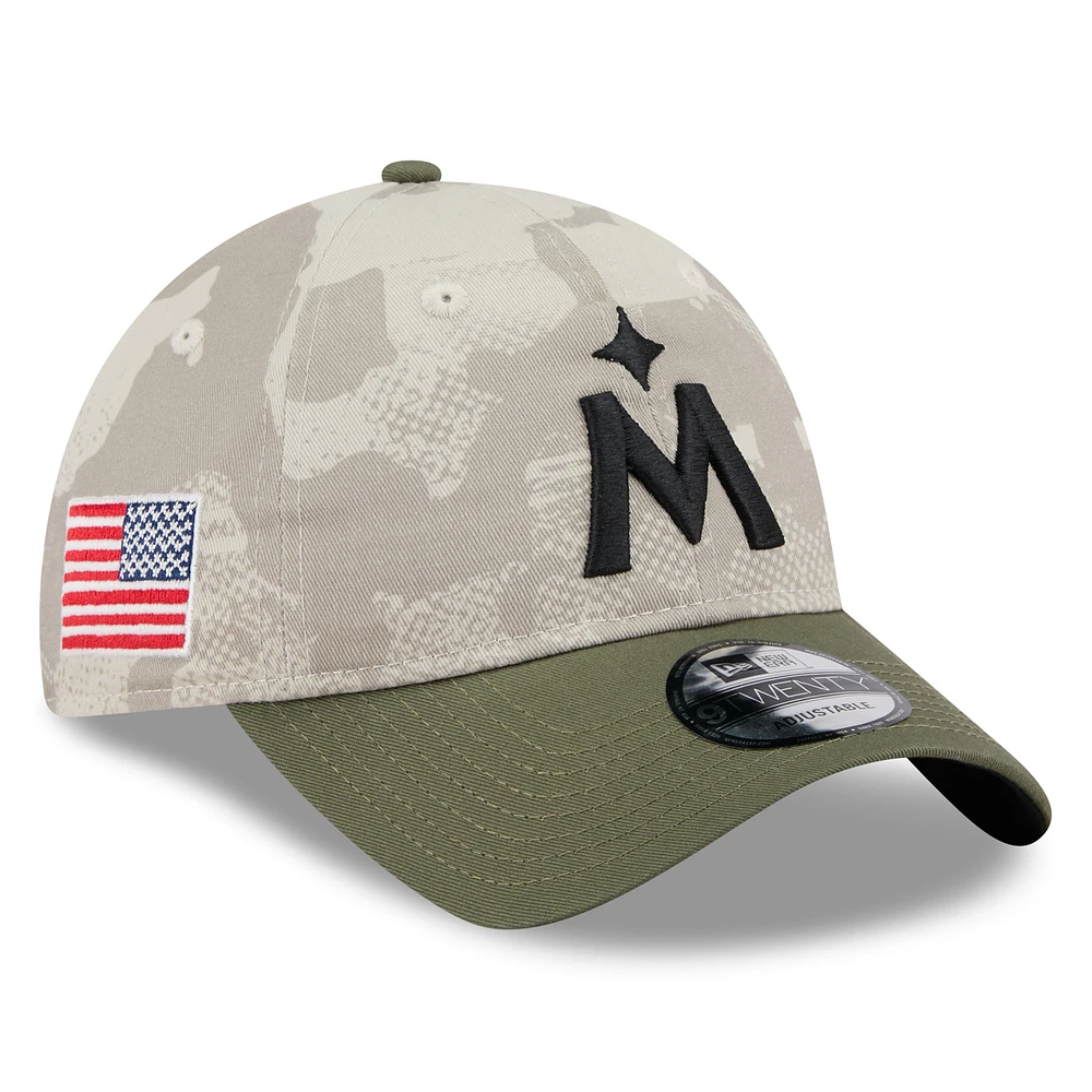 Men's New Era Light Beige/Olive Minnesota Twins 2025 Armed Forces Day 9TWENTY Adjustable Hat
