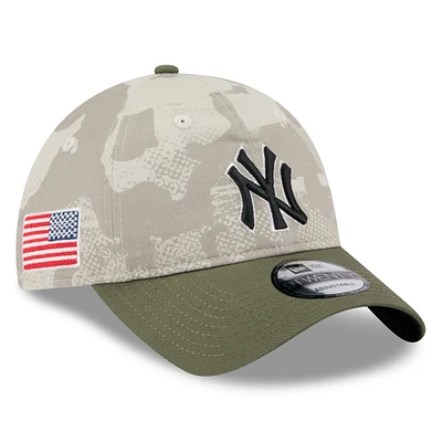 Men's New Era Light Beige/Olive New York Yankees 2025 Armed Forces Day 9TWENTY Adjustable Hat