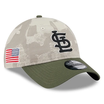 Men's New Era Light Beige/Olive St. Louis Cardinals 2025 Armed Forces Day 9TWENTY Adjustable Hat