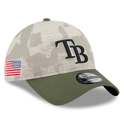 Men's New Era Light Beige/Olive Tampa Bay Rays 2025 Armed Forces Day 9TWENTY Adjustable Hat