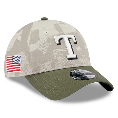 Men's New Era Light Beige/Olive Texas Rangers 2025 Armed Forces Day 9TWENTY Adjustable Hat