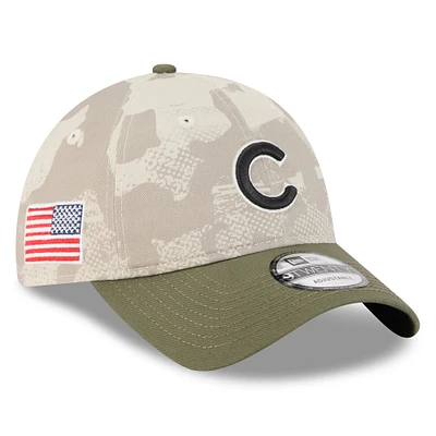 Men's New Era Light Beige/Olive Chicago Cubs 2025 Armed Forces Day 9TWENTY Adjustable Hat