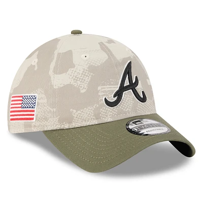 Men's New Era Light Beige/Olive Atlanta Braves 2025 Armed Forces Day 9TWENTY Adjustable Hat