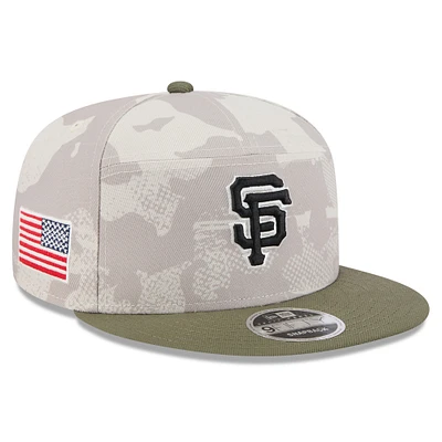 Men's New Era Light Beige/Olive San Francisco Giants 2025 Armed Forces Day Split Panel 9FIFTY Snapback Hat