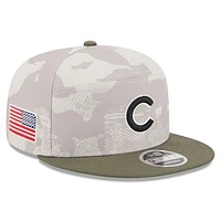 Men's New Era Light Beige/Olive Chicago Cubs 2025 Armed Forces Day Split Panel 9FIFTY Snapback Hat
