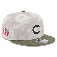 Men's New Era Light Beige/Olive Chicago Cubs 2025 Armed Forces Day Split Panel 9FIFTY Snapback Hat