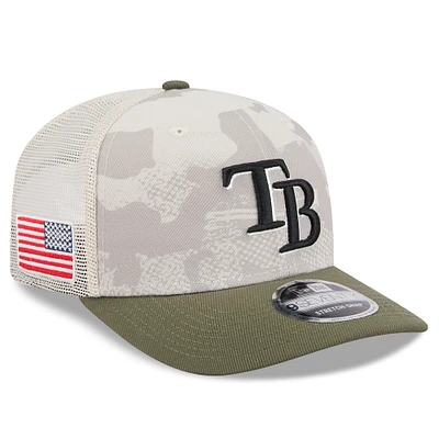 Men's New Era Light Beige/Olive Tampa Bay Rays 2025 Armed Forces Day 9SEVENTY Stretch-Snap Hat