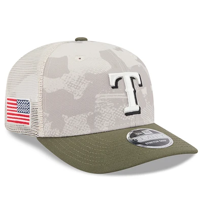 Men's New Era Light Beige/Olive Texas Rangers 2025 Armed Forces Day 9SEVENTY Stretch-Snap Hat