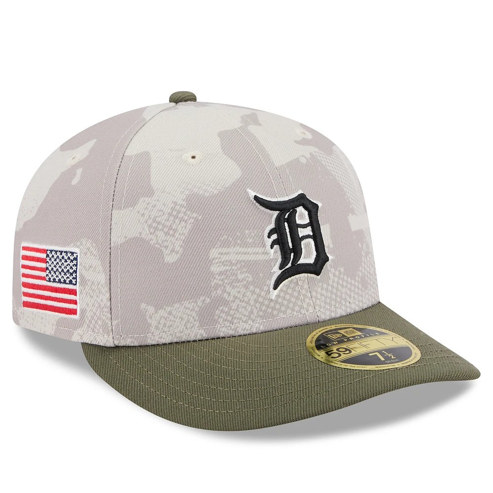Men's New Era Light Beige/Olive Detroit Tigers 2025 Armed Forces Day Low Profile 59FIFTY Fitted Hat