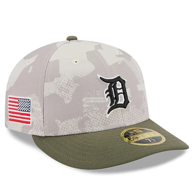 Men's New Era Light Beige/Olive Detroit Tigers 2025 Armed Forces Day Low Profile 59FIFTY Fitted Hat