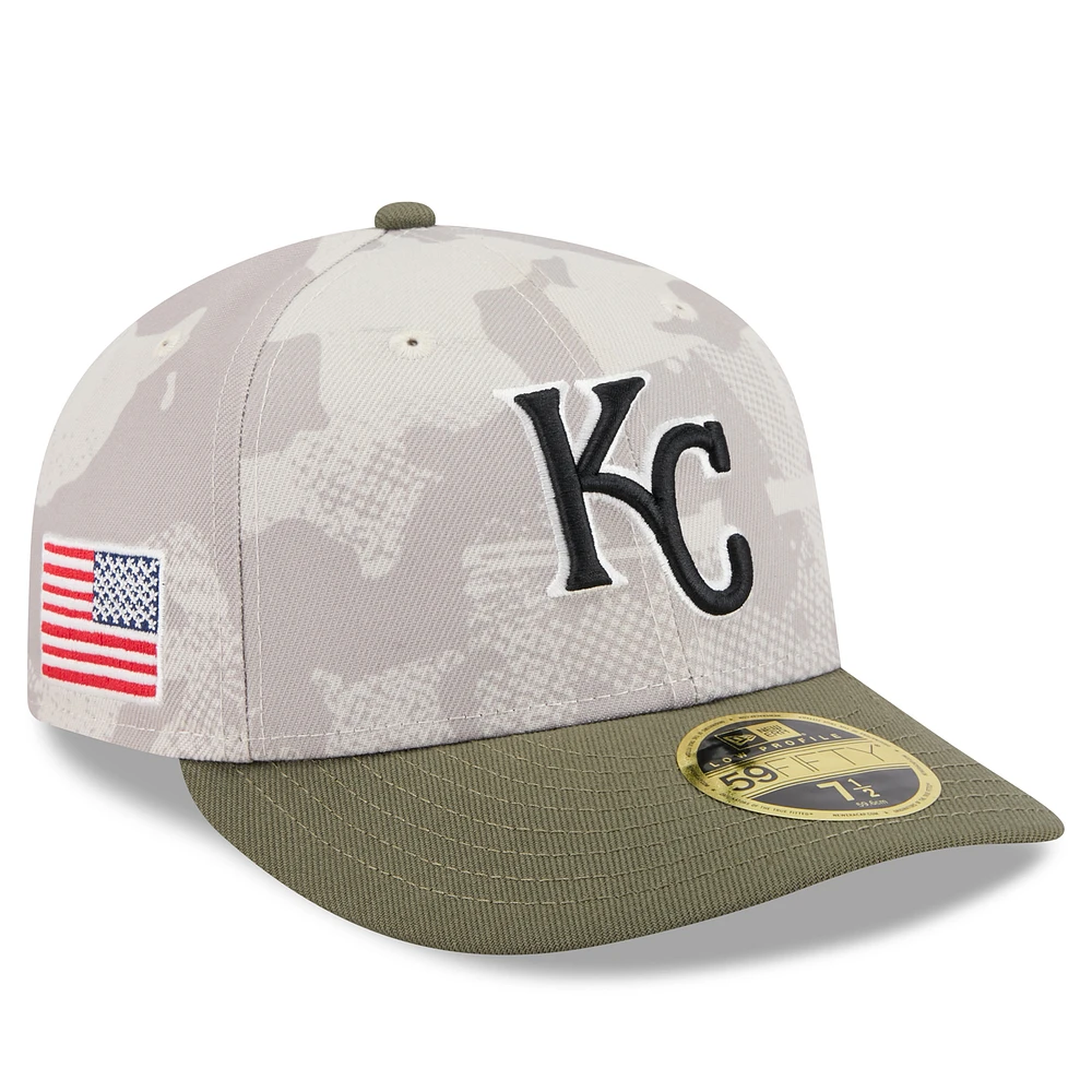 Men's New Era Light Beige/Olive Kansas City Royals 2025 Armed Forces Day Low Profile 59FIFTY Fitted Hat