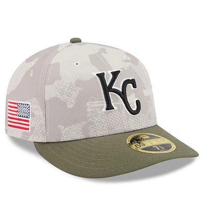 Men's New Era Light Beige/Olive Kansas City Royals 2025 Armed Forces Day Low Profile 59FIFTY Fitted Hat