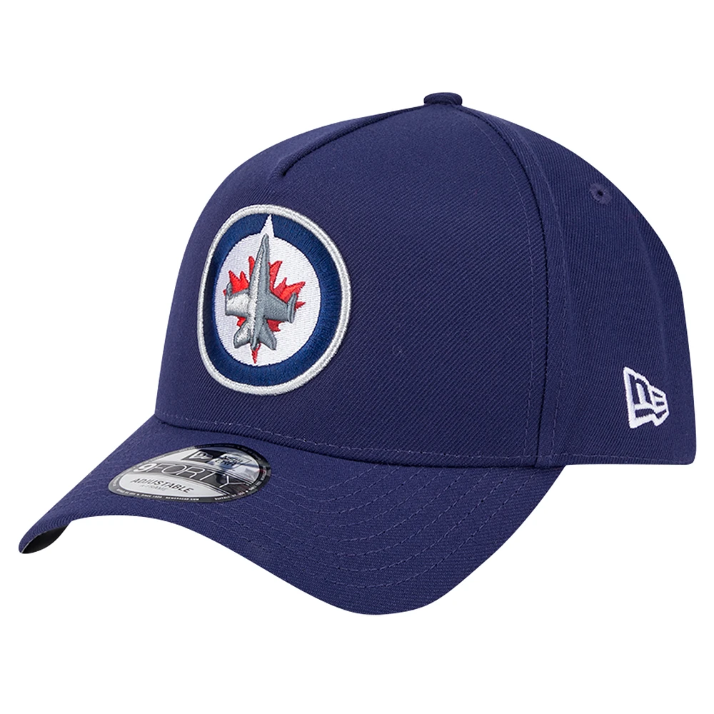 Men's New Era  Navy Winnipeg Jets Core A-Frame 9FORTY Adjustable Hat