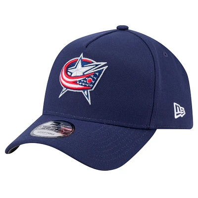 Men's New Era  Navy Columbus Blue Jackets Core A-Frame 9FORTY Adjustable Hat