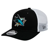 Men's New Era Black San Jose Sharks Core Trucker 9SEVENTY Stretch-Snap Hat