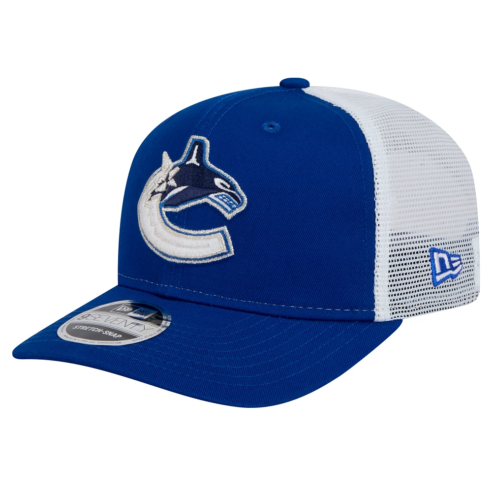 Men's New Era Blue Vancouver Canucks Core Trucker 9SEVENTY Stretch-Snap Hat