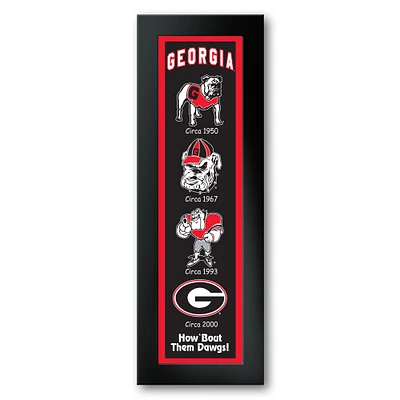 Georgia Bulldogs Framed 12" x 36" Logo Heritage Art Print