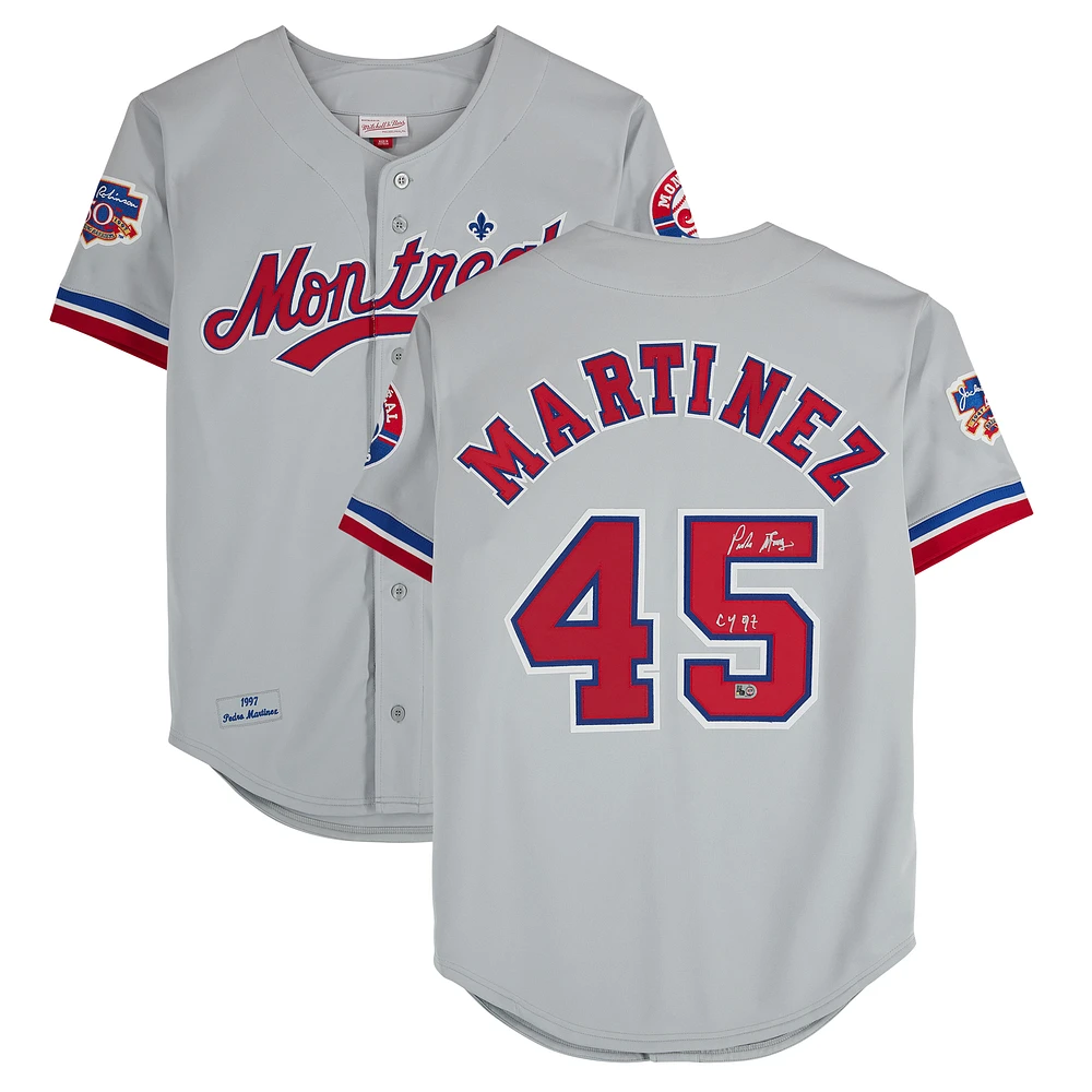 Pedro Martinez Montreal Expos Autographed Gray Mitchell & Ness 1997 Authentic Jersey with "CY 97" Inscription