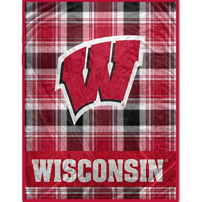 Pegasus Wisconsin Badgers 66" x 95" Plaid Fan-mily Oversized Ultra Cozy Blanket