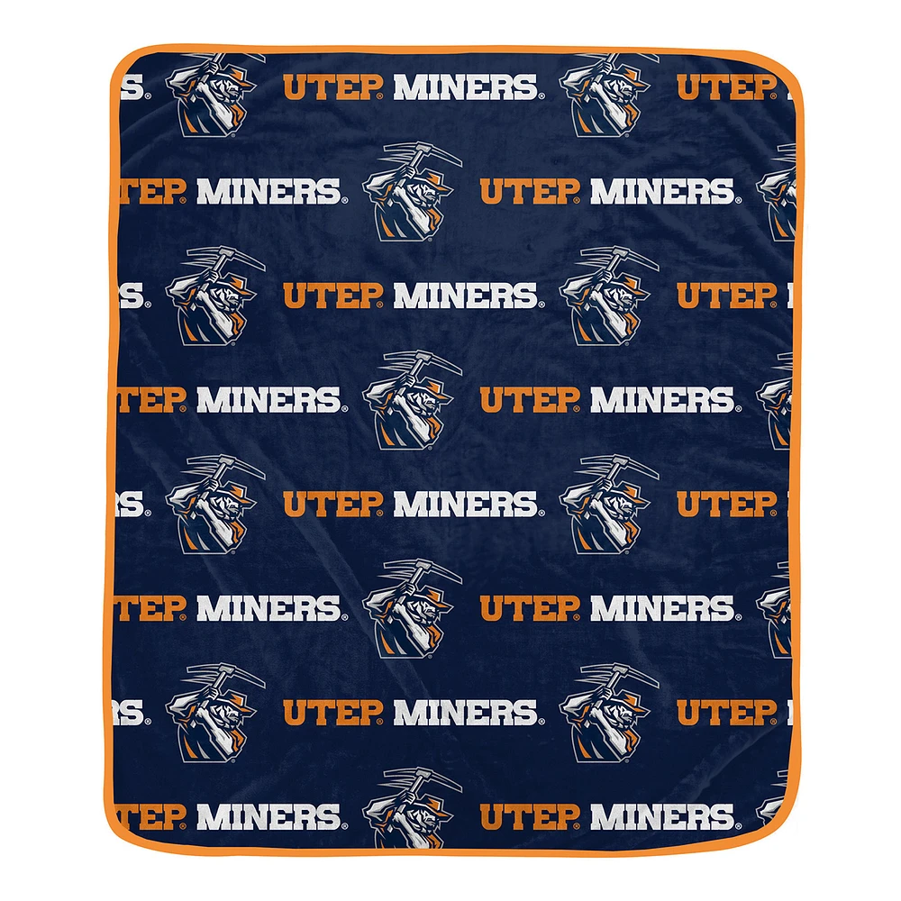 Pegasus UTEP Miners 60" x 72" Repeat Logo Wordmark Ultra Soft Blanket