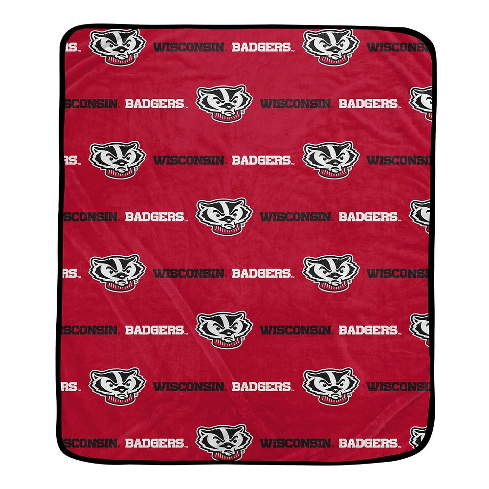Pegasus Wisconsin Badgers 60" x 72" Repeat Logo Wordmark Ultra Soft Blanket