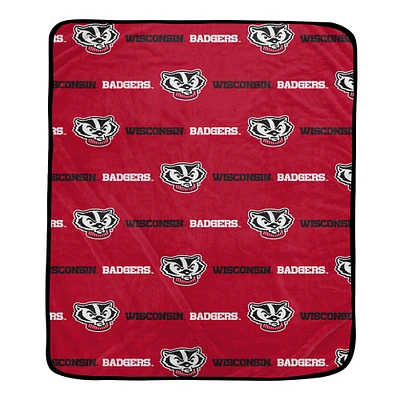 Pegasus Wisconsin Badgers 60" x 72" Repeat Logo Wordmark Ultra Soft Blanket