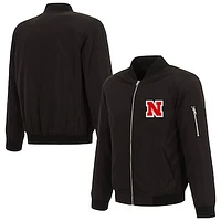 Men's JH Design  Black Nebraska Huskers Full-Zip Bomber Jacket