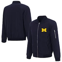 Men's JH Design  Navy Michigan Wolverines Full-Zip Bomber Jacket