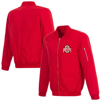Men's JH Design  Scarlet Ohio State Buckeyes Full-Zip Bomber Jacket
