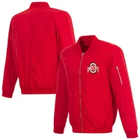 Men's JH Design  Scarlet Ohio State Buckeyes Full-Zip Bomber Jacket