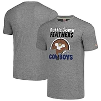 Unisex Homage  Gray Dallas Cowboys Ruffle Some Feathers Tri-Blend T-Shirt