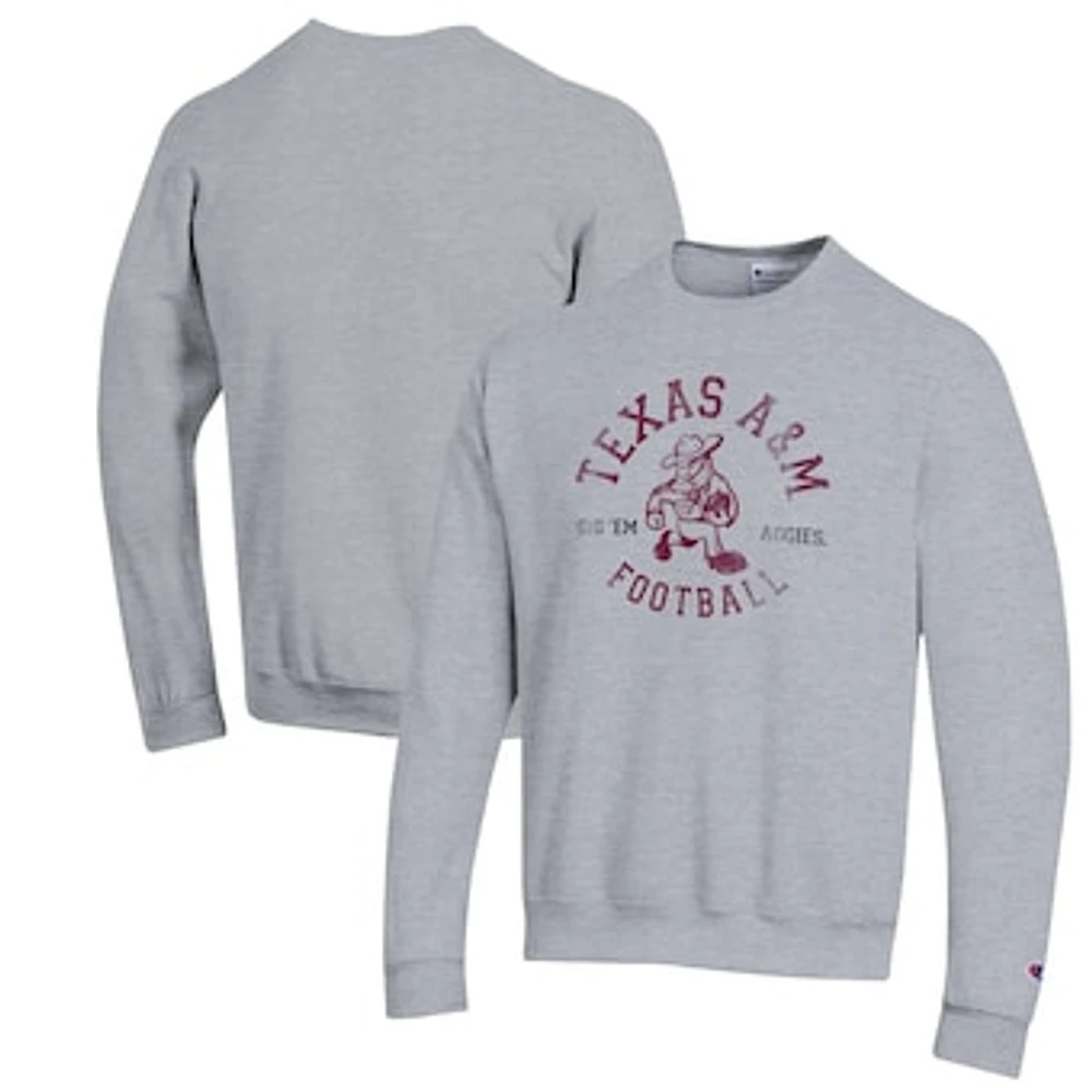 Men's Champion  Gray Texas A&M Aggies Ol' Sarge Football Fleece Crewneck Pullover Sweatshirt