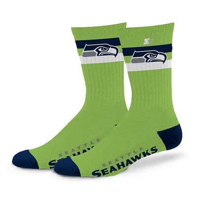 Unisex Starter Seattle Seahawks Team Color Two-Stripe Crew Socks