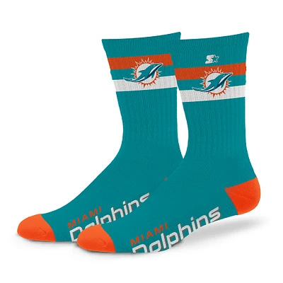 Unisex Starter Miami Dolphins Team Color Two-Stripe Crew Socks