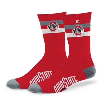 Unisex Starter Ohio State Buckeyes Team Color Two-Stripe Crew Socks