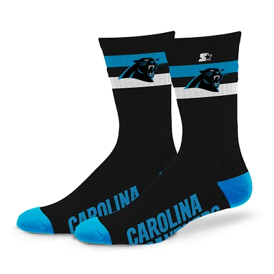 Unisex Starter Carolina Panthers Team Color Two-Stripe Crew Socks