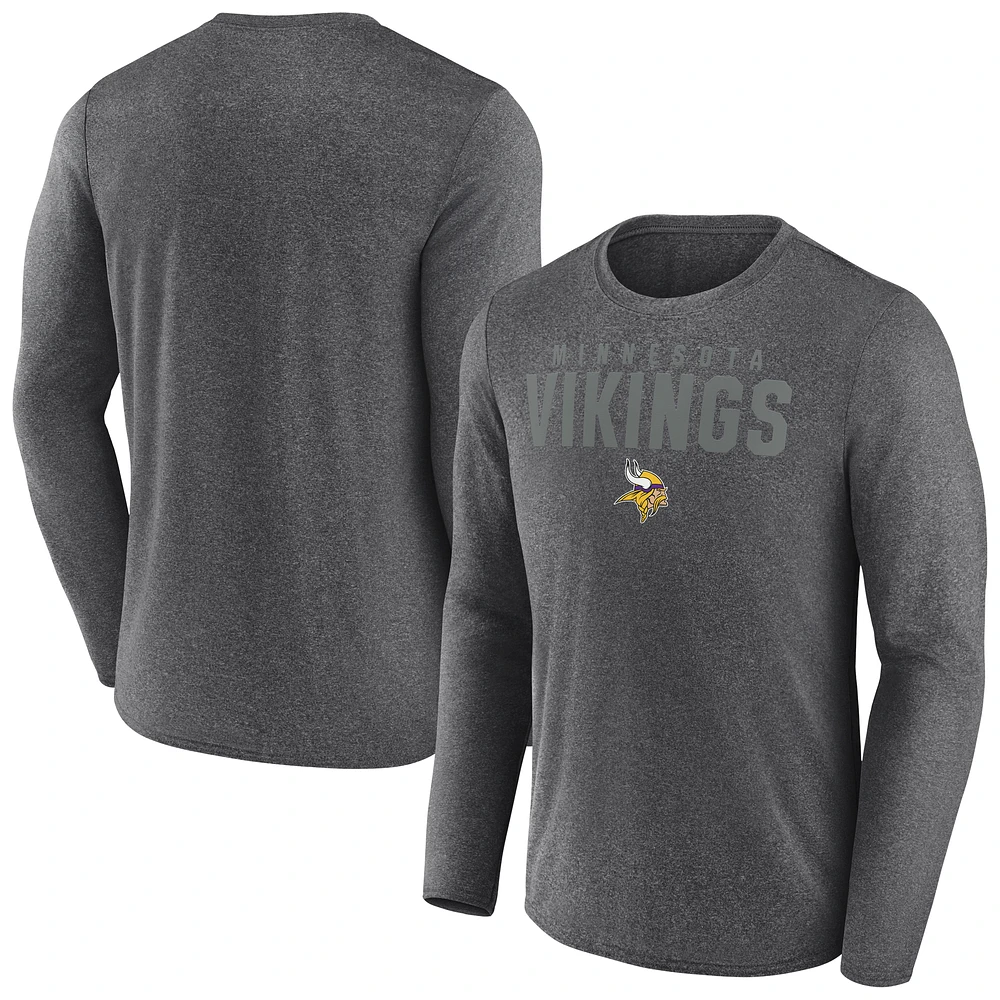 Men's Fanatics  Heather Charcoal Minnesota Vikings Blackout Lateral Long Sleeve T-Shirt