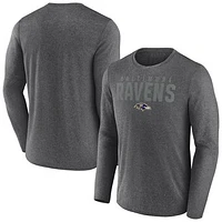 Men's Fanatics  Heather Charcoal Baltimore Ravens Blackout Lateral Long Sleeve T-Shirt