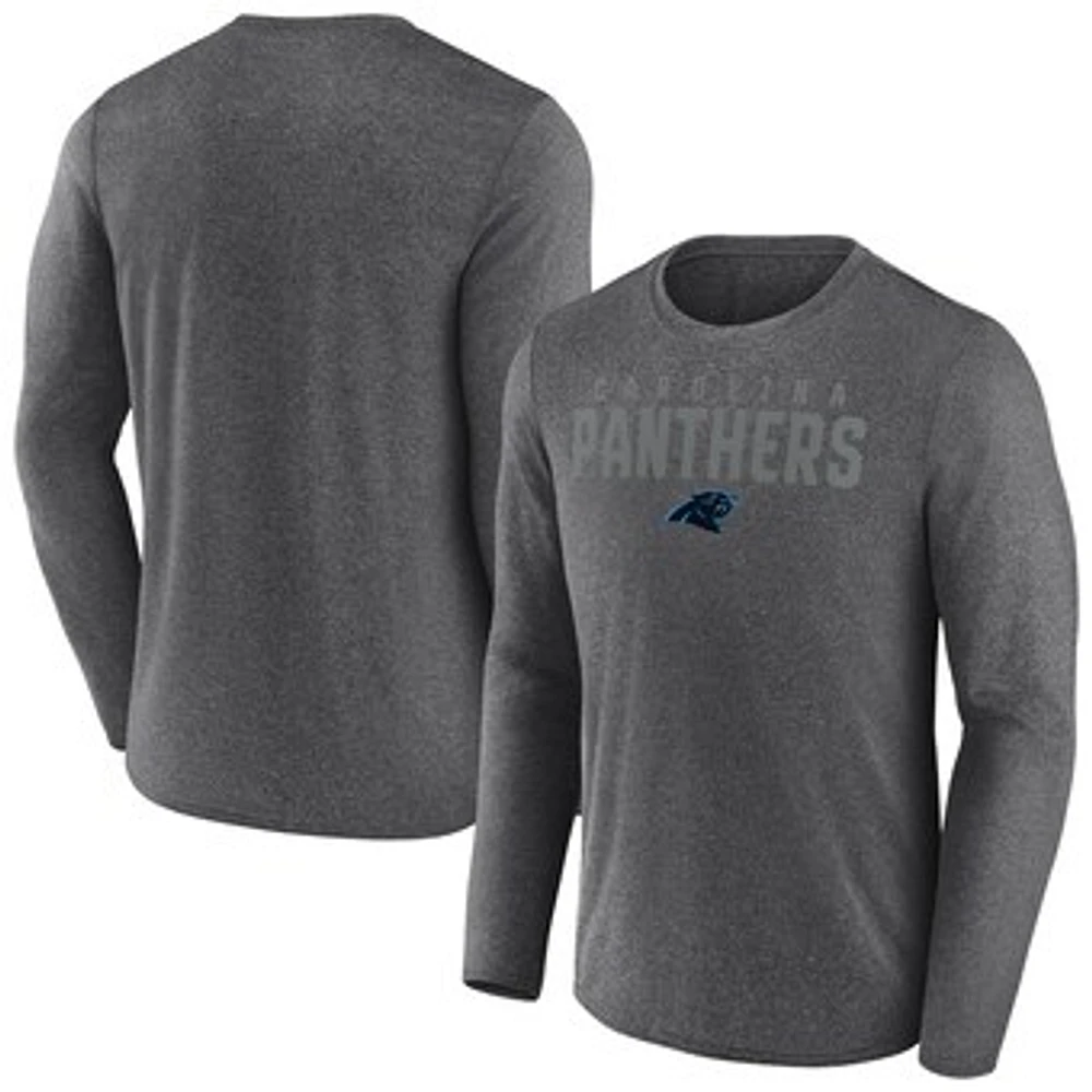 Men's Fanatics  Heather Charcoal Carolina Panthers Blackout Lateral Long Sleeve T-Shirt