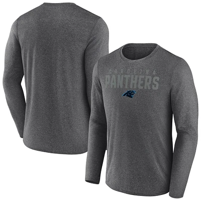 Men's Fanatics  Heather Charcoal Carolina Panthers Blackout Lateral Long Sleeve T-Shirt