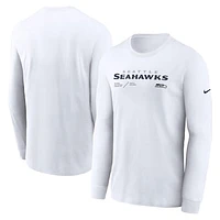 Men's Nike White Seattle Seahawks Team Logo Performance Long Sleeve T-Shirt