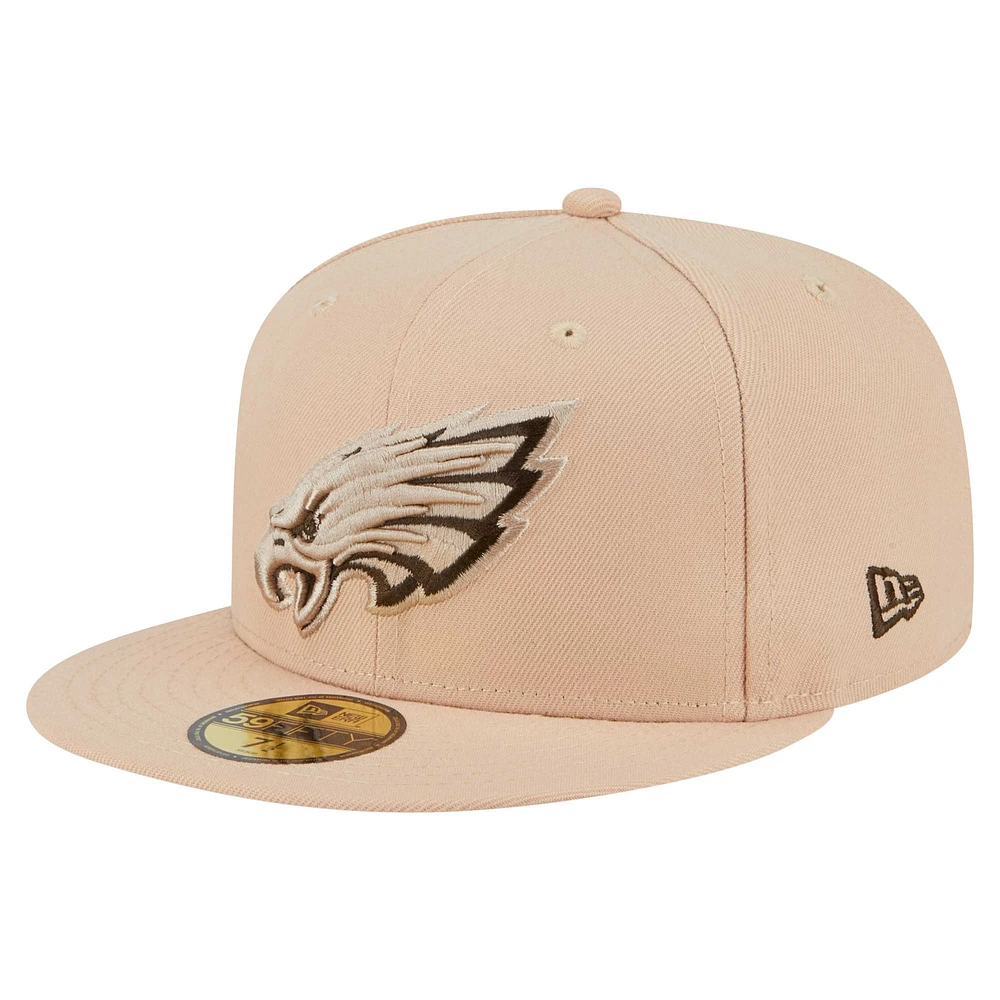 Men's New Era Tan Philadelphia Eagles Candied Pecan 59FIFTY Fitted Hat