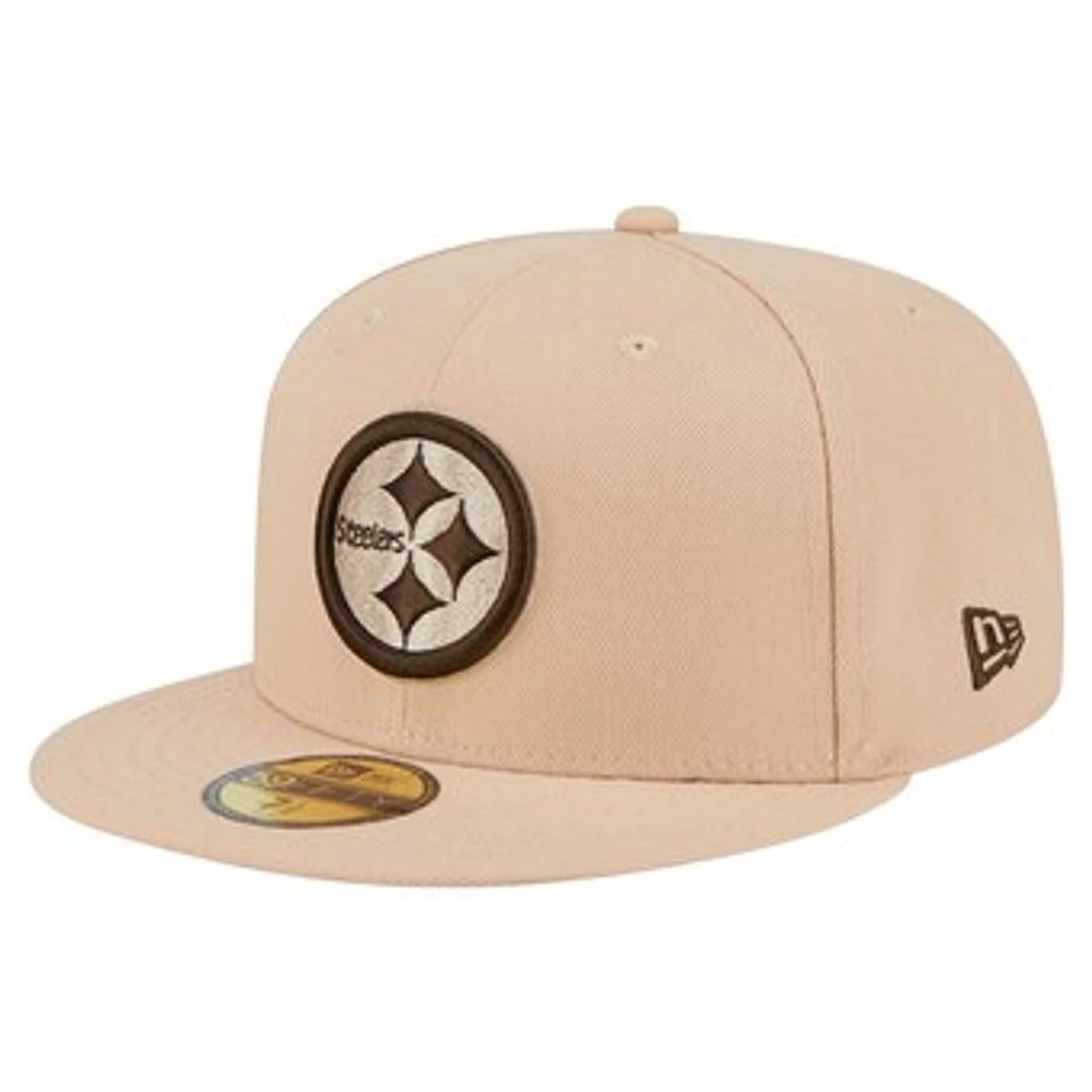 Men's New Era Tan Pittsburgh Steelers Candied Pecan 59FIFTY Fitted Hat