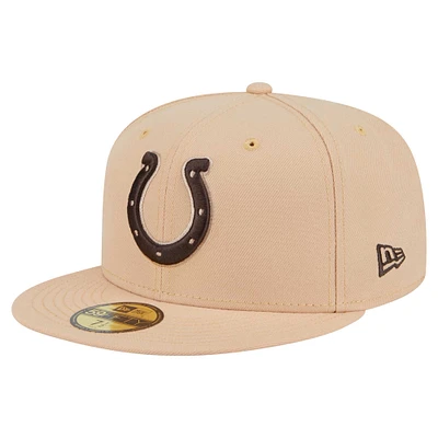 Men's New Era Tan Indianapolis Colts Candied Pecan 59FIFTY Fitted Hat