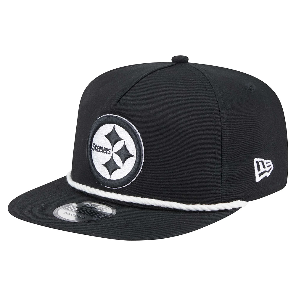 Men's New Era Black Pittsburgh Steelers B-Dub Golfer Snapback Hat