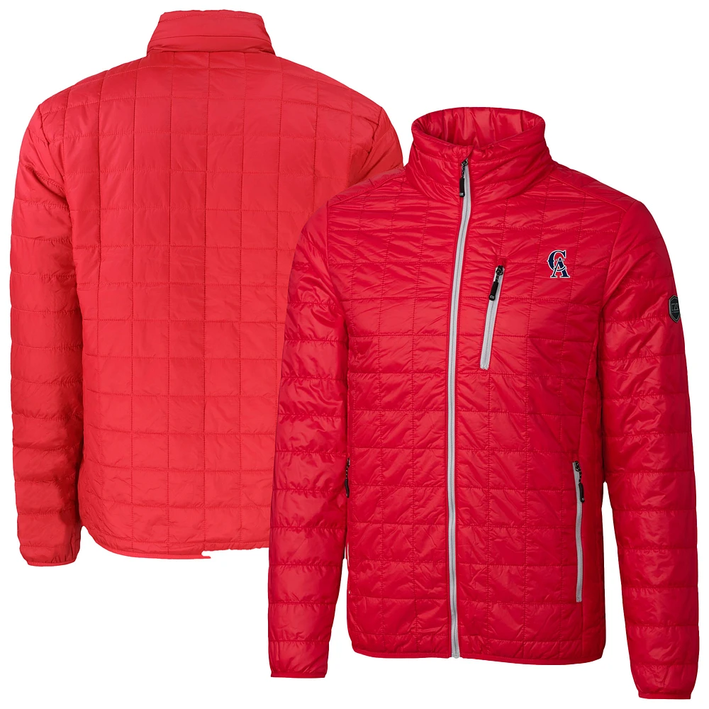 Men's Cutter & Buck Red Los Angeles Angels Big Tall Rainier PrimaLoft® Eco Insulated Full-Zip Hoodie Puffer Jacket
