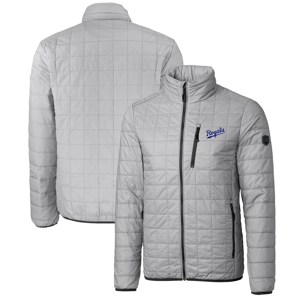 Men's Cutter & Buck Gray Kansas City Royals Big Tall Rainier PrimaLoft® Eco Insulated Full-Zip Hoodie Puffer Jacket