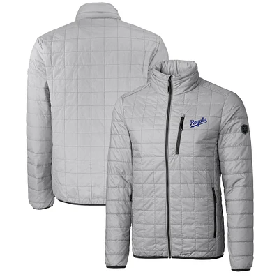 Men's Cutter & Buck  Gray Kansas City Royals Big Tall Rainier PrimaLoft® Eco Insulated Full-Zip Hoodie Puffer Jacket
