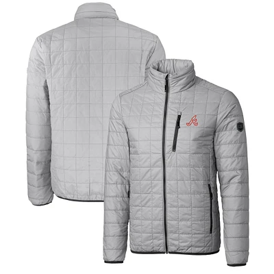Men's Cutter & Buck  Gray Atlanta Braves Big Tall Rainier PrimaLoft® Eco Insulated Full-Zip Hoodie Puffer Jacket