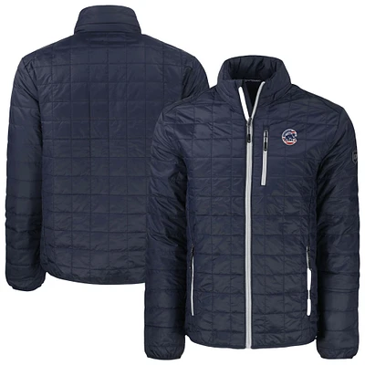 Men's Cutter & Buck  Navy Chicago Cubs Big Tall Rainier PrimaLoft® Eco Insulated Full-Zip Hoodie Puffer Jacket